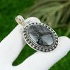 925 Sterling Silver Oval Picasso Jasper Stone Bezel Wife Wedding Pendant Jewelry