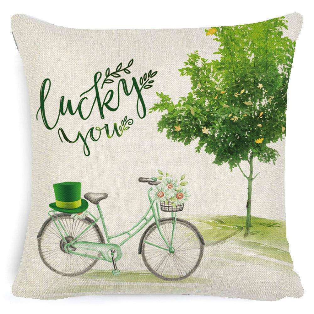 St. Patrick's Day European Holiday Four-leaf Clover Cushion Pillow Case Office Lumbar Support