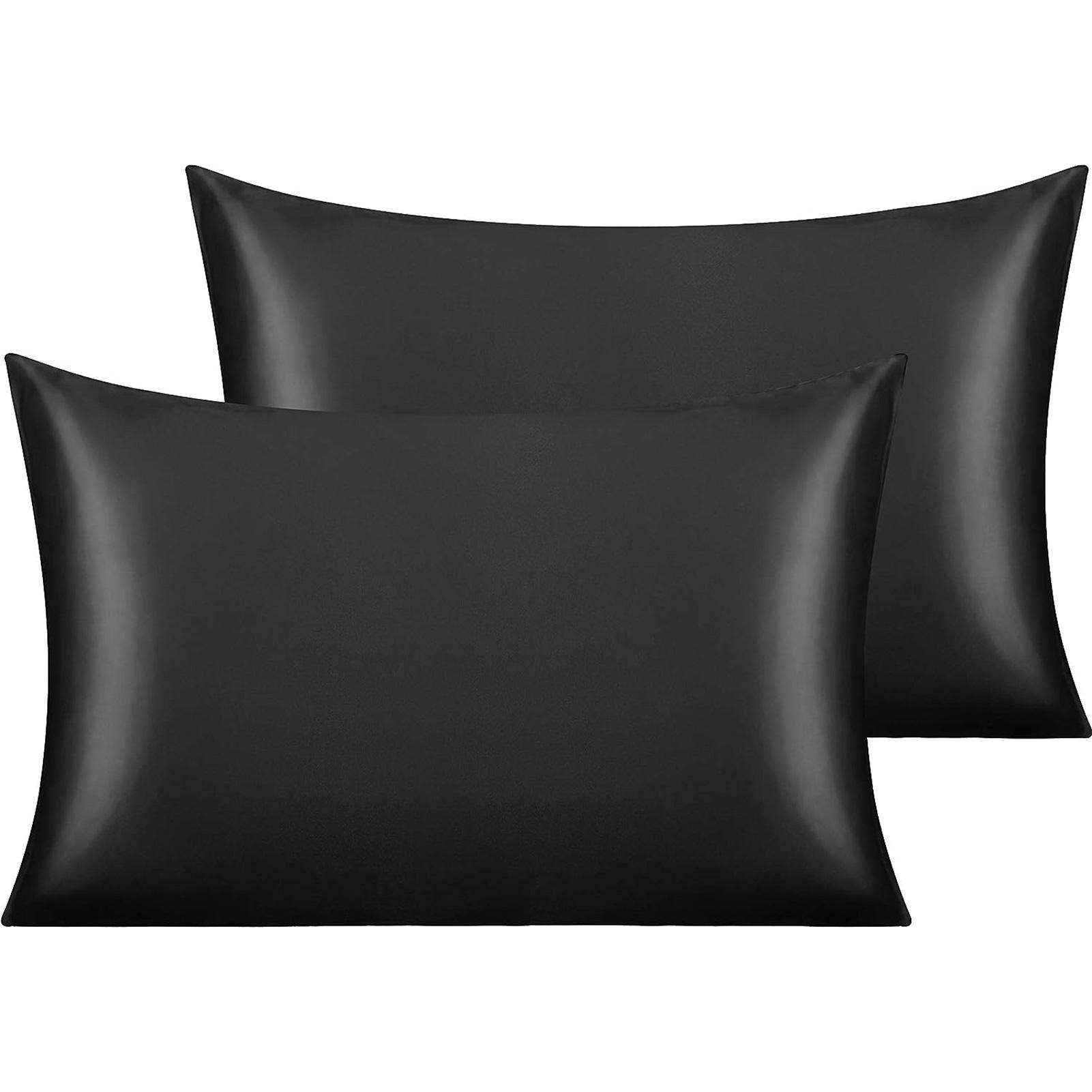 

Satin Pillowcase for Hair and Skin Care Standard Queen Washable Pillow Covers Set of 2 with Envelope Closure Gifts for Women Men Standard (51x66cm) чёрный