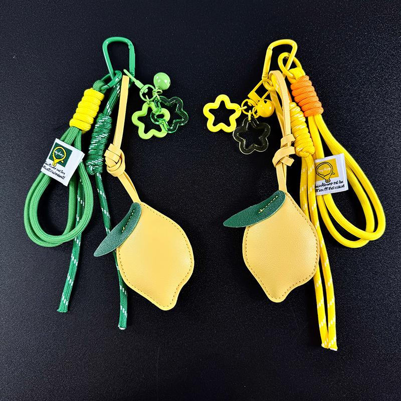 Yogodlns Pendentif Sac à Dos Citron en Similicuir d'Été Ornement de Sac à Main Tissé en Nylon
