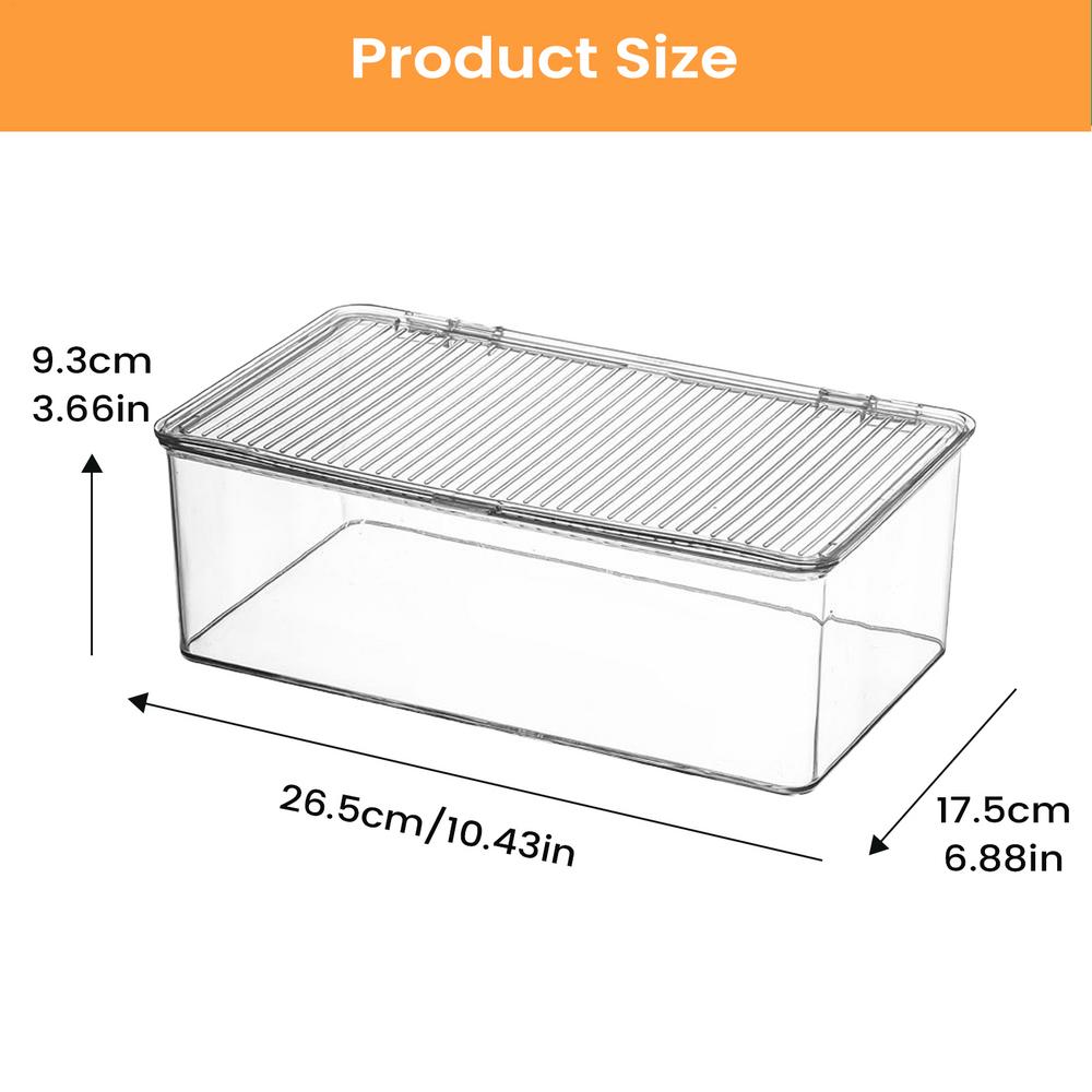 Clear Organizer Bins Dustproof Transparent Desktop Organization With Lid Organizer Box for Pantry for Bathroom Kitchen Home Dorm