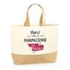 Sac cabas - PLANETEE - Merci Pharmacienne Géniale - Jute naturel - Beige - Imprimé en France