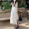 Women's Sleeveless Sling Ruffled Hem Casual Loose Long Tank Dress