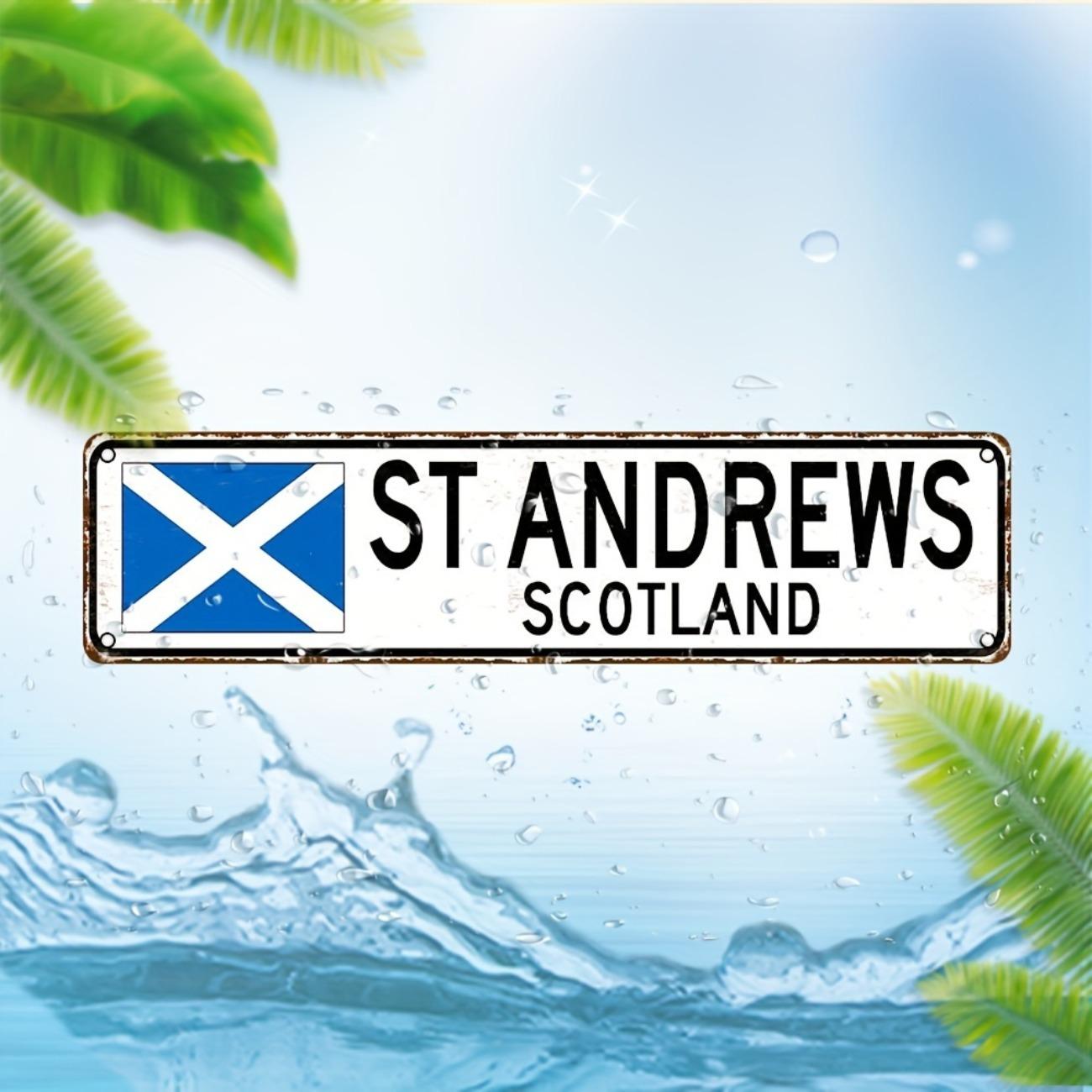 

1pc St Andrews Scotland Metal Sign Home Decor UV Printed Durable Wall Art красный