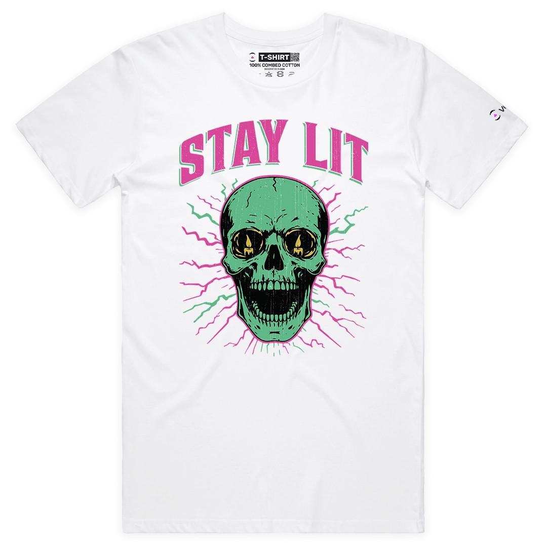 VOICEART Stay Lit Skull Candle Halloween Graphic Premium T-Shirt for Holidays S разноцветный