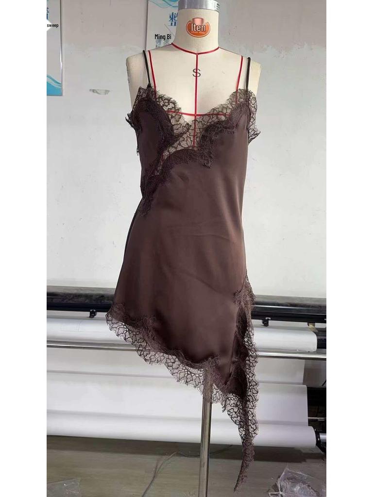 European & American Style Women's Lace Patchwork Asymmetrical Dress - Hot Selling Temperament
