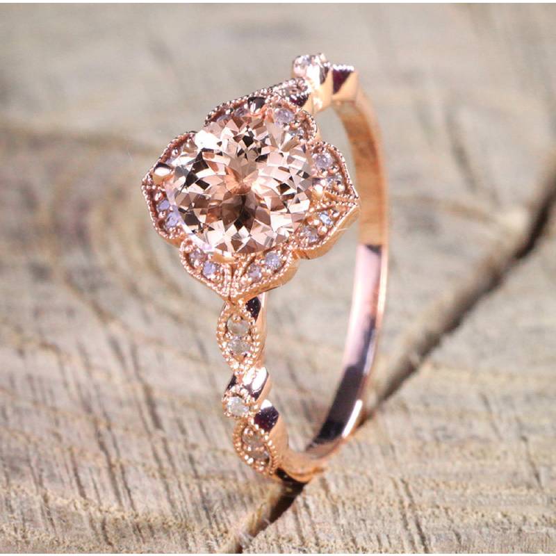 

Gold Bright Rose Pink Rhinestone Engagement Ring Fashion Exquisite Girls Jewelry 6