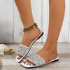 Fashion Lady Slippers Summer New Fashion Open Toed  Roman Shoes for Women Rhinestones Sexy Flat Flip Flops Slides Zapatos Mujer