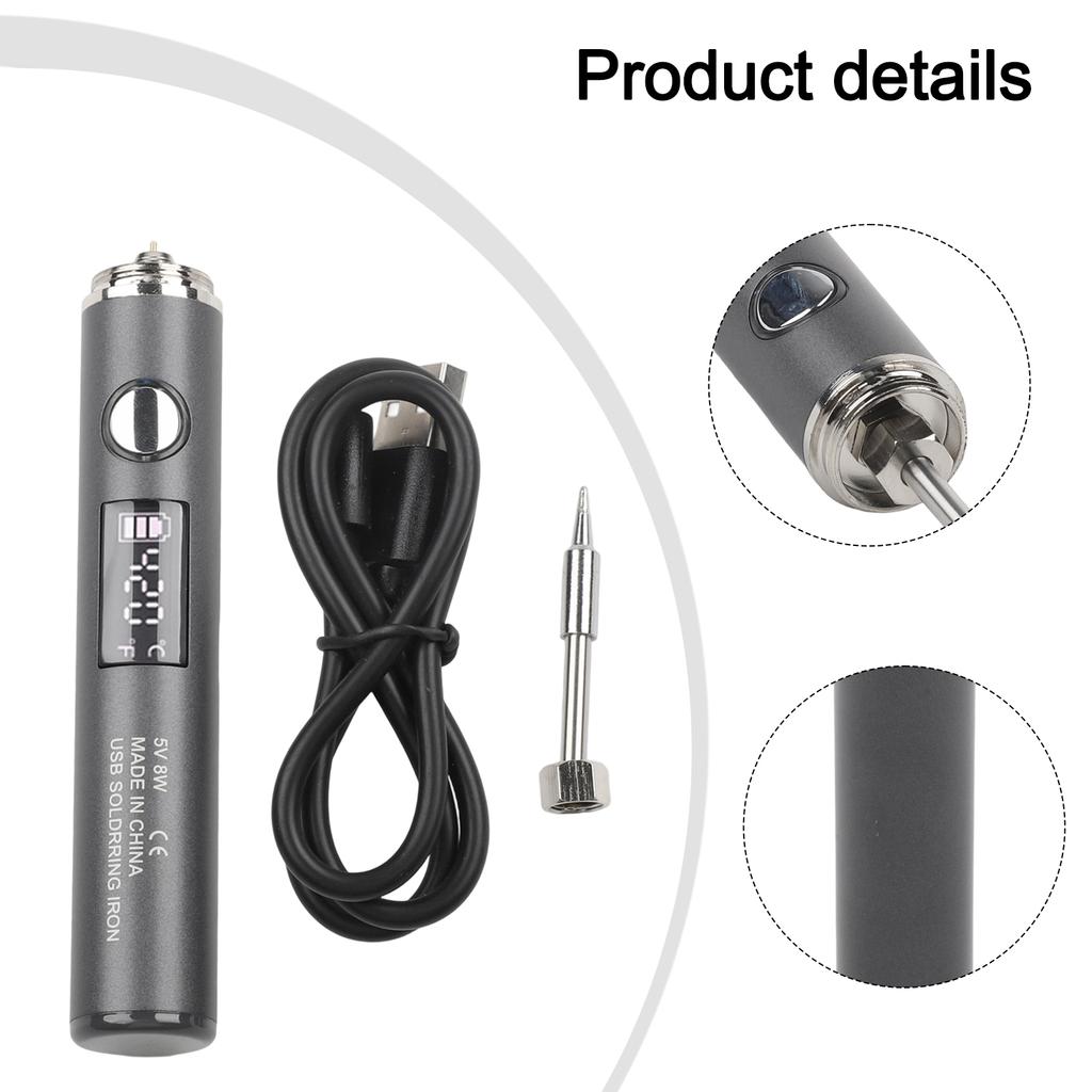 Digital Display Soldering Iron Kit Adjustable Temperature Quick Heat-Up USB Powered With LCD Screen Soldering Iron Tip