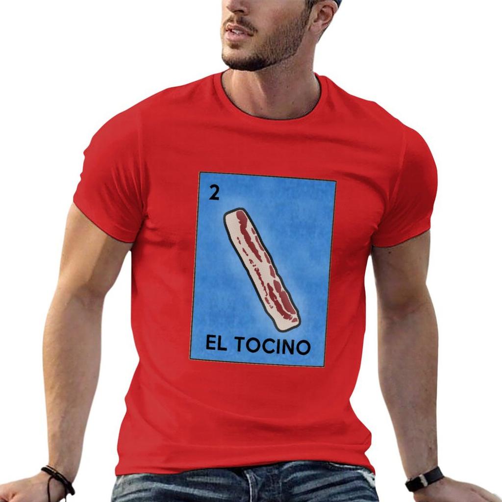 Lustiger Speck El Tocino Lotteriekarten Kunst Parodie Aufkleber T-Shirt Rapper Grafik-T-Shirts Kurzarm-T-Shirt für Männer