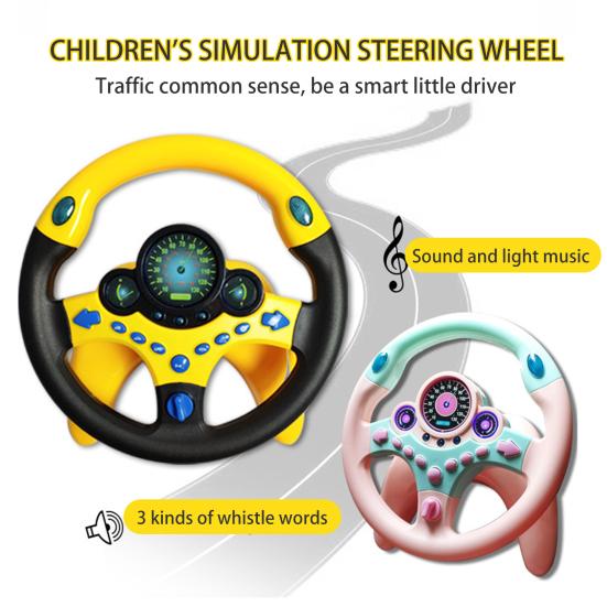 Passenger Seat Steering Wheel Toy with Music Light Kids Car Driving Simulation