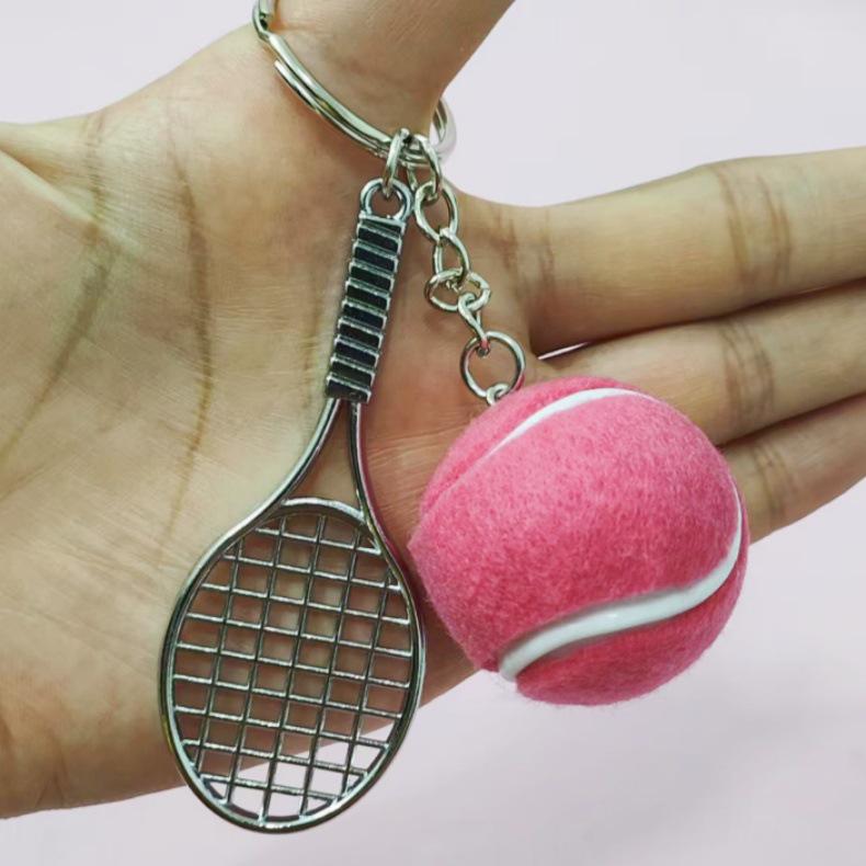 Creative Tennis Racket Keychain Pendant - Sports Gift & Backpack Accessory