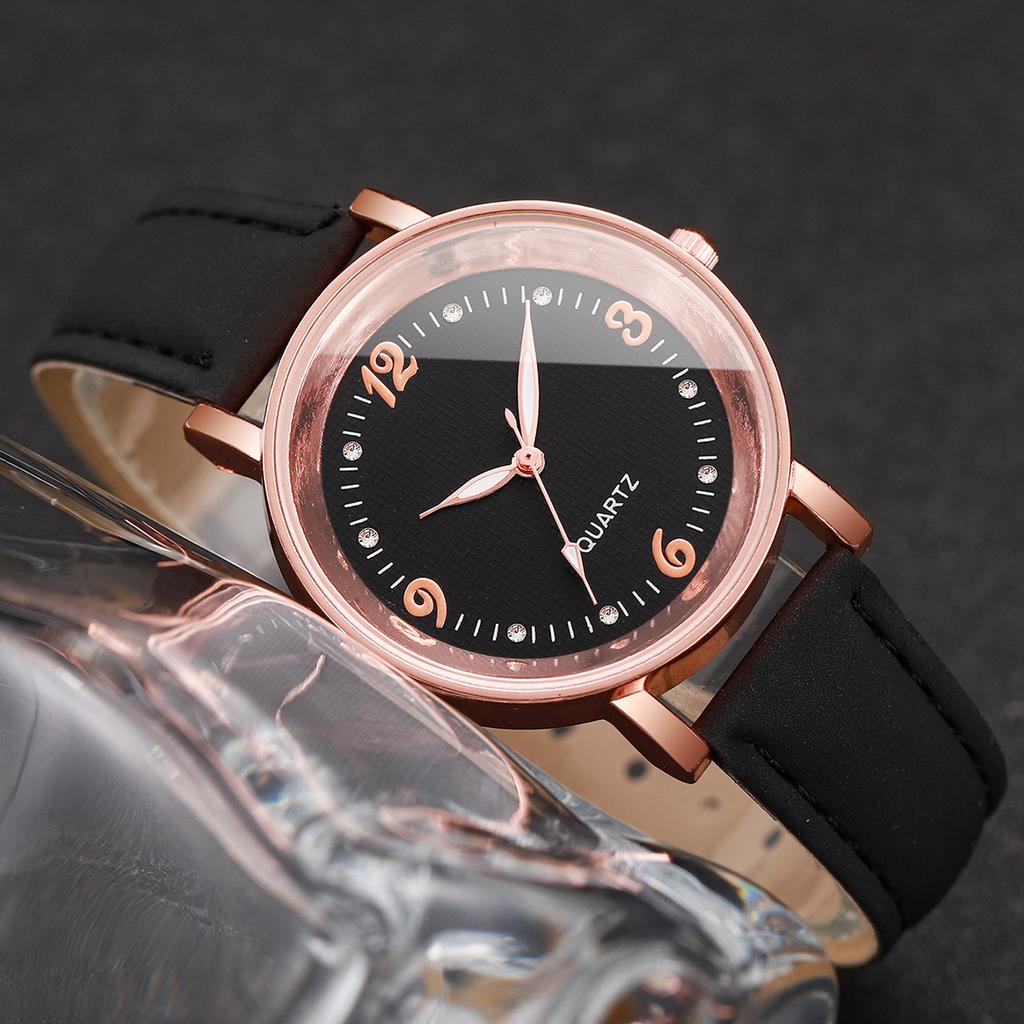 Arabic Dial Watch Women's Casual Leather Band Analog Quartz Watches