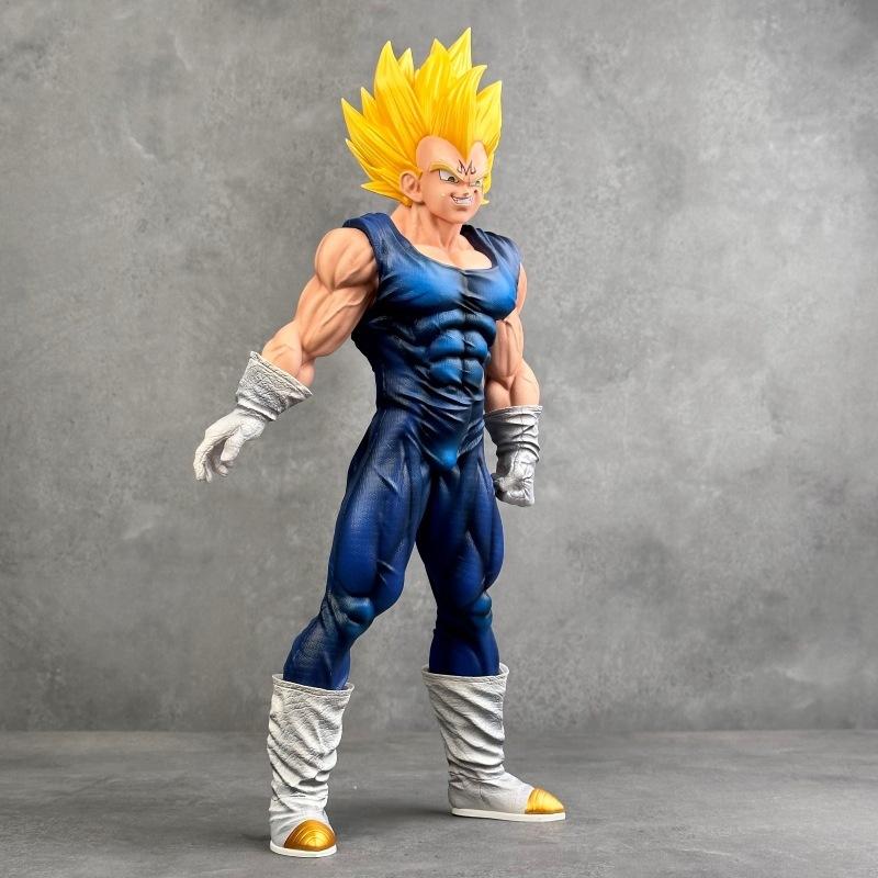 37cm Dragon Ball Majin Vegeta Scale Super Saiyan Statue Anime Action Figure Desktop Decor Collectible Toy GK 1/4 Round Sensory Compression Bouncy