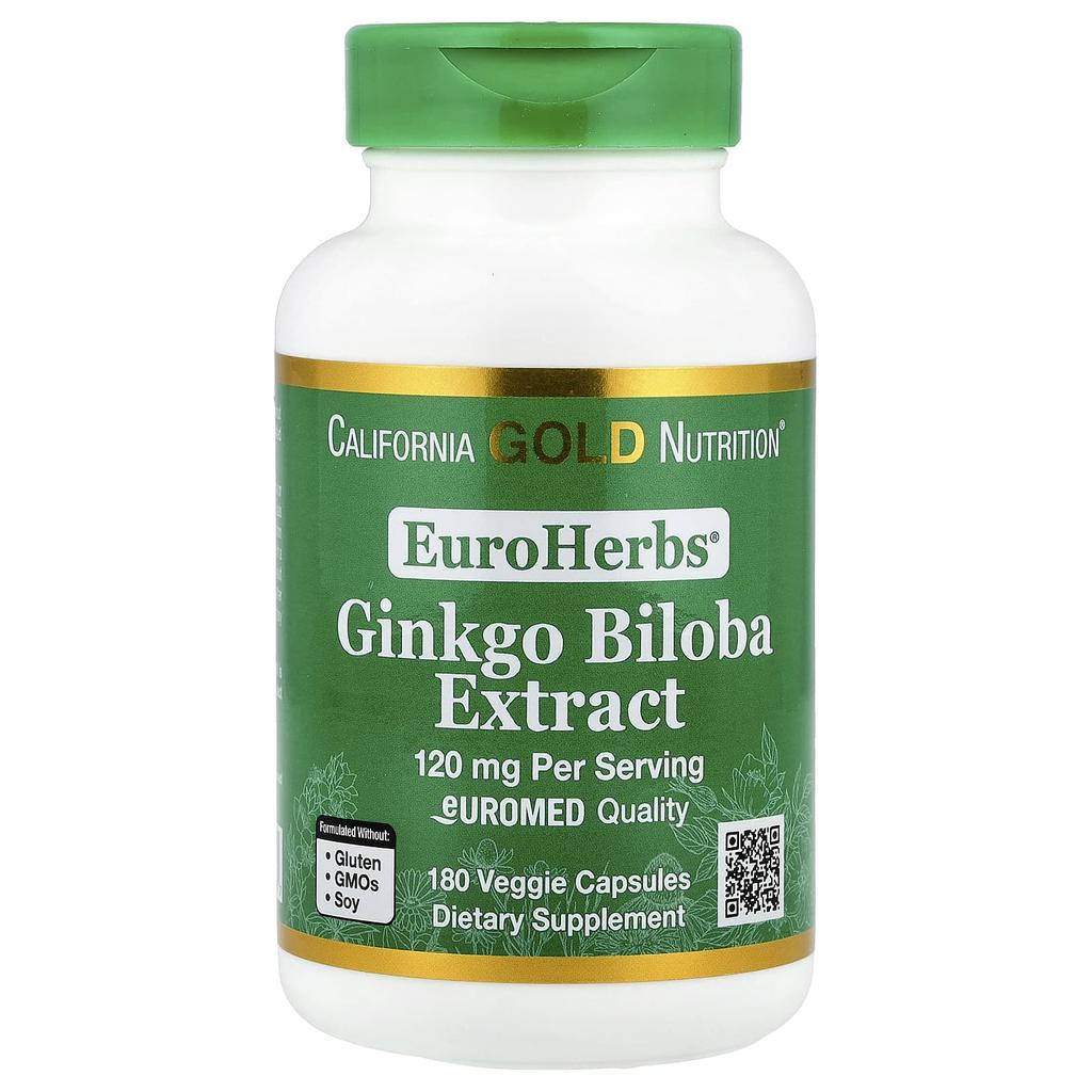 Euroherbs®, Ginkgo Biloba Extract, Euromed Quality, 120Mg, 180 Veggie Caps