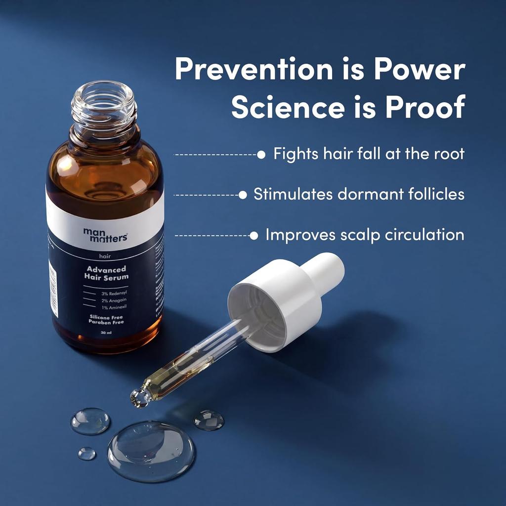 Man Matters Advanced Hair Serum 30ml Pack of 1 | Redensyl Anagain Aminexil Hair Growth & Density Booster