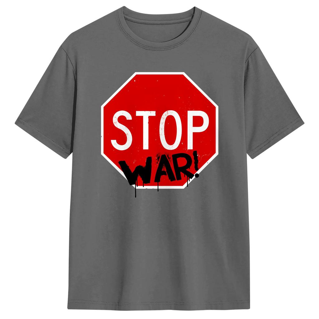 Unisex T Shirt Stop Wars TShirts Trendy Cool Summer Tee Shirt Y2K Funny 100 Cotton Tops Gift Idea