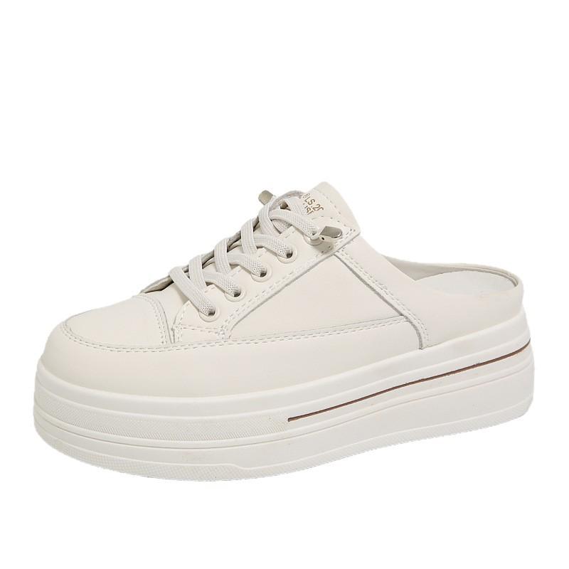 Thick-bottomed Bag Head Half-drag Women's Autumn Outer Wear Autumn New Versatile Sports and Leisure Height Increase Lazy Bag Head Half-tray