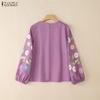 ZANZEA Women Floral Print Long Sleeve Round Neck Casual Blouse
