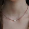 (925 Silver) Blush Pearl Bead Necklace NZ2442