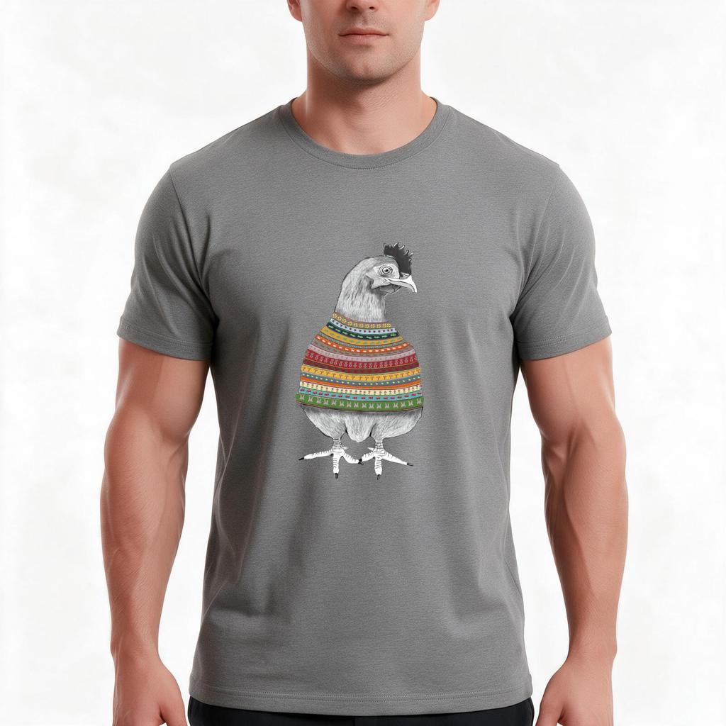 Chicken Knit Tshirt Summer Casual Cotton Tee Oversized Streetwear Tops Vintage Graphic Print Loose Fit Short Sleeve