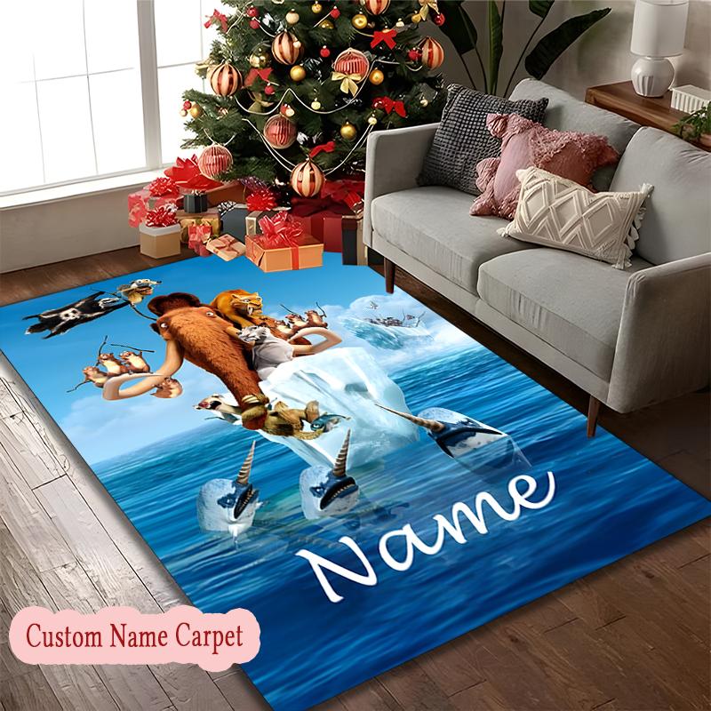 1pc Customize Name Chair Rug for Home Office Use, Pirate Animals Iceberg Area Carpet Appropriate for All Seasons