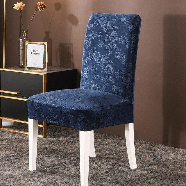 1/2/4/6 Pcs Velvet Extensible Dining Chair Cover Spandex Slipcover Case For Kitchen Dining Room Chair Covers Elastic Stretch