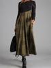 Women Color Block Floral Print Long Sleeve Maxi Dress Casual Loose A Line Long Dress S-XXXL