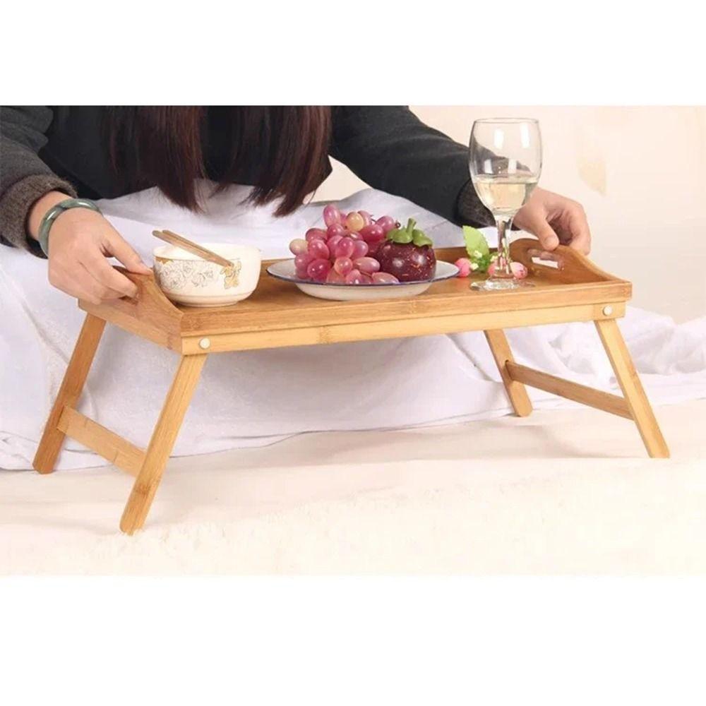 Foldable Legs Bed Tray Table with Handles Breakfast Serving Tray Computer Desk  Bedroom Furniture