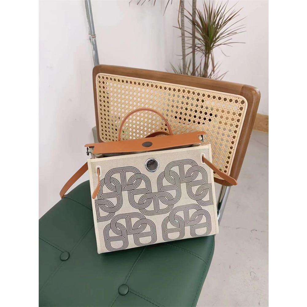 Nova bolsa de grande capacidade, couro de vaca genuíno com lona 31cm bolsa de ombro mensageiro portátil, bolsa grande moderna.