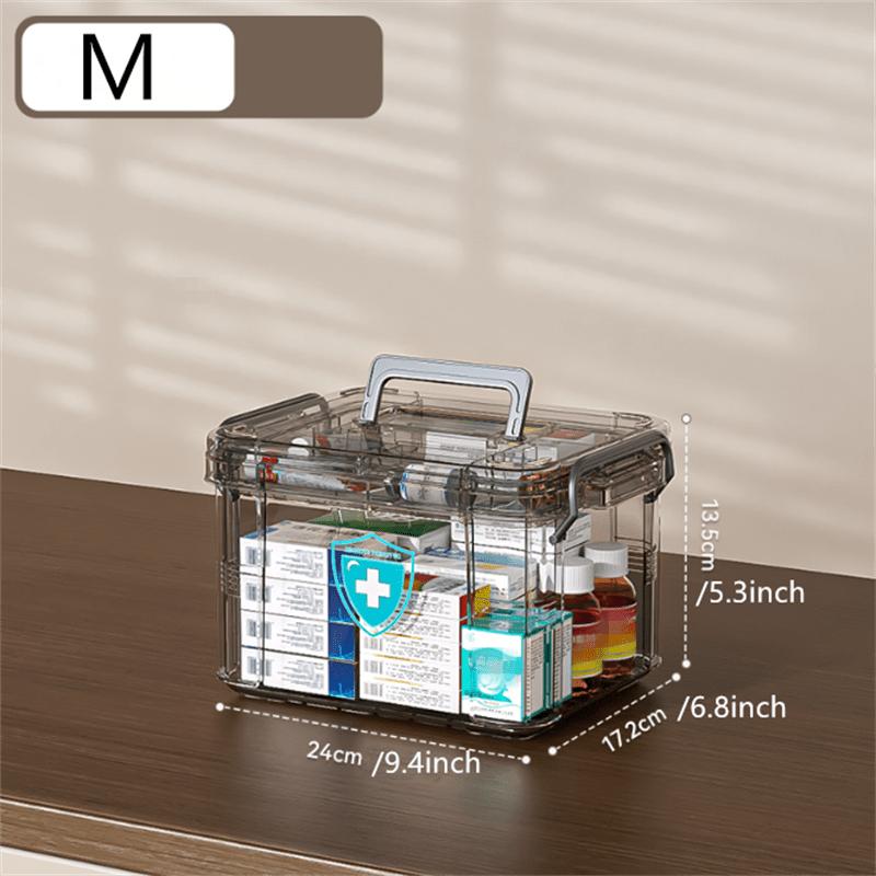 

Waterproof Double-Layer Medicine Organizer - Transparent, Multi-Compartment Storage Box for Home & Bedroom First Aid Supplies