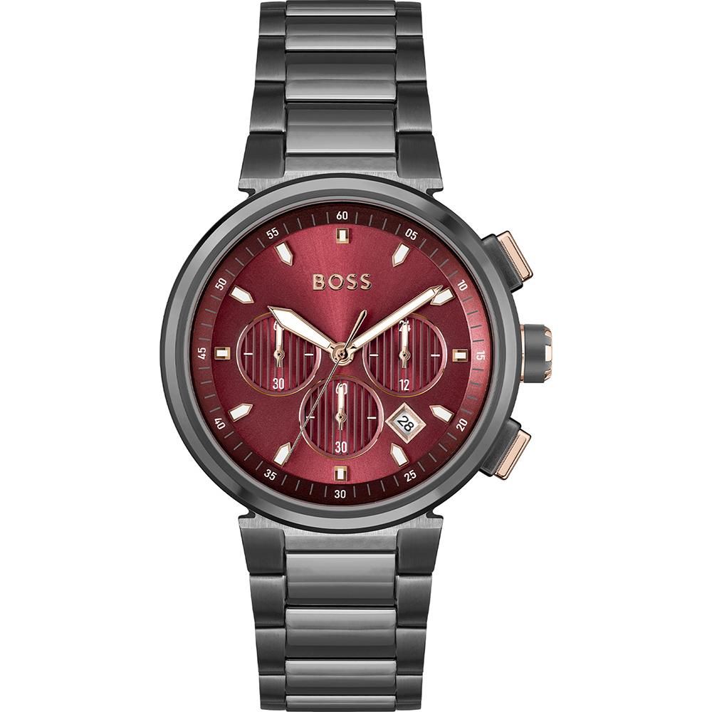BOSS One Red Dial Grey Stainless Steel Bracelet Men s Quartz Watch 1514000 красный