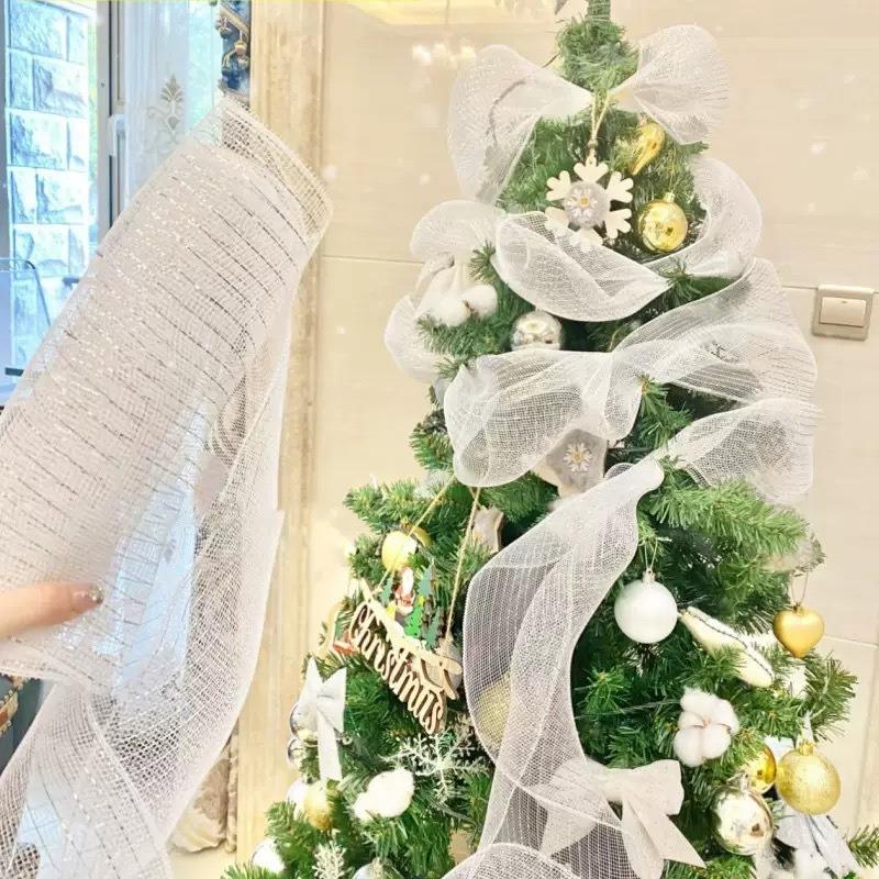 9M Christmas Ribbon Roll Decoration Hanging Christmas Tree Mesh Pendent Ornaments for Home Decor Navidad Party New Year 2026
