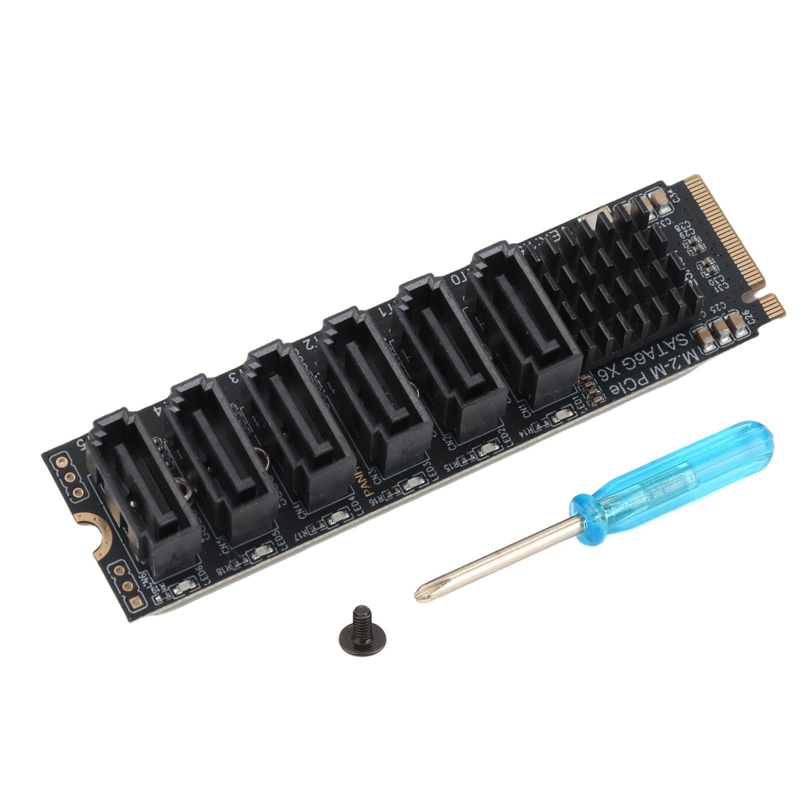 

M.2 To SATA3.0 Expansion Card Stable Performance ASM1166 M.2 To SATA3.0 Adapter Card Good Heat Dissipation for Computer чорний