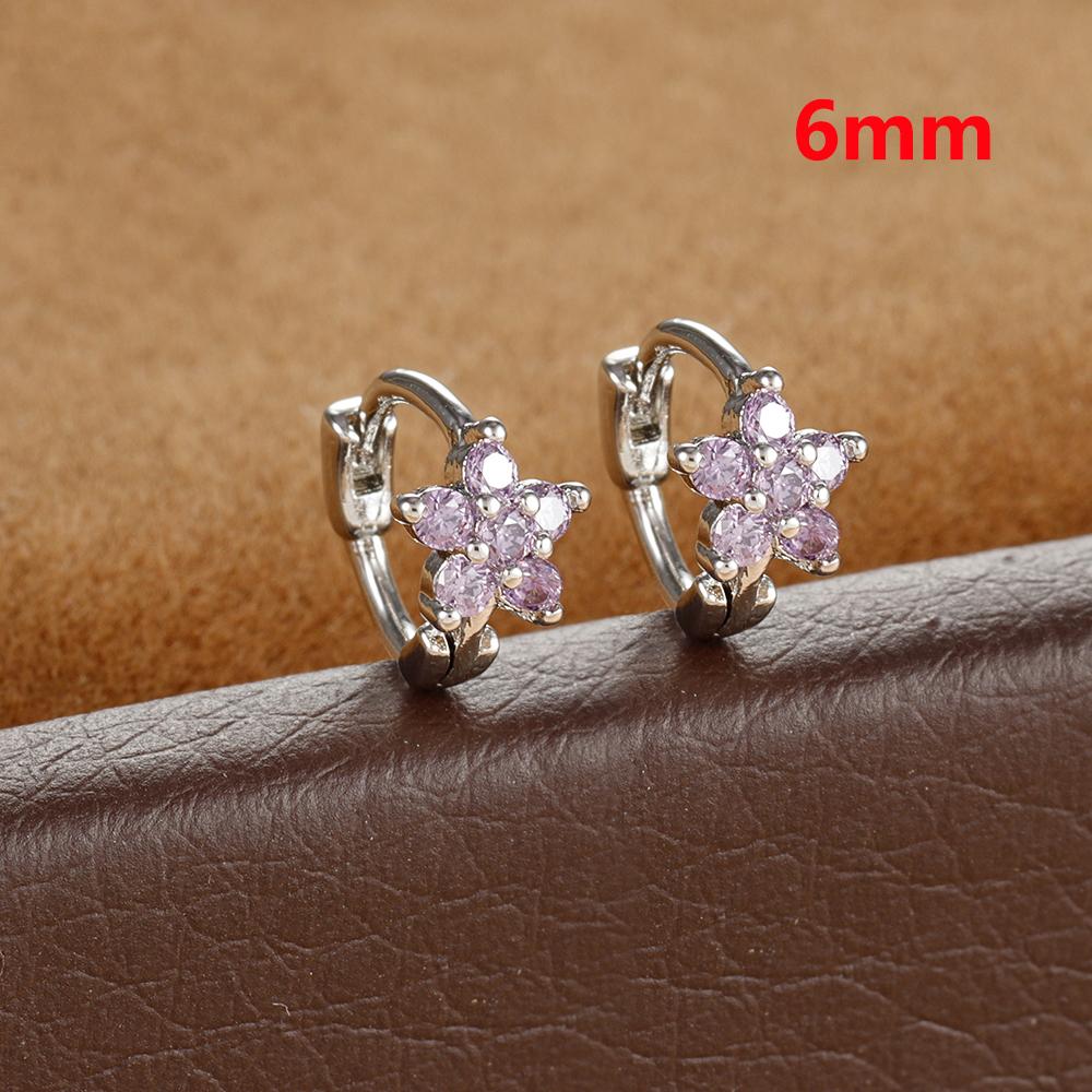 2 Stück Huggies Creolen für Damen Einfach Edelstahl Kleiner Kristall Zirkonia Knorpel Blume Ohrringe Piercing Schmuck