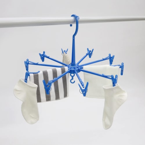 Towa Sangyo Neosoul Mini Parasol Hanger, Holds 10 Laundry Clothes, Blue, Approx. 43cm X H24cm