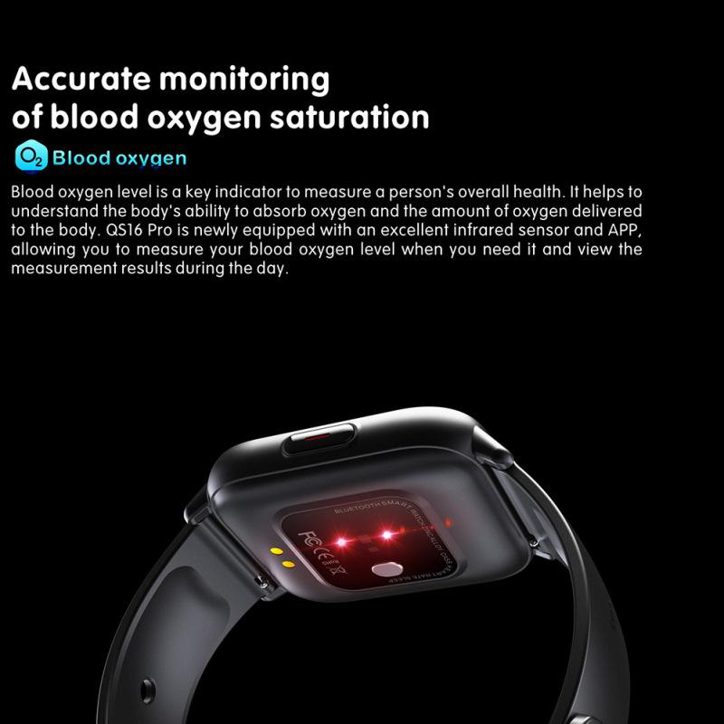 Qs16 Smart Bracelet Measuring Body Temperature Heart Rate Blood Oxygen Large-screen Smart Watch