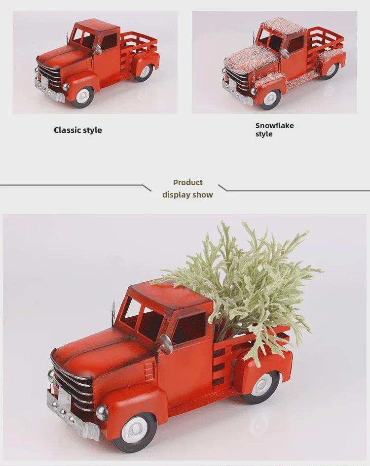 Hot-Selling Classic Christmas Pickup Truck Iron Decoration Model