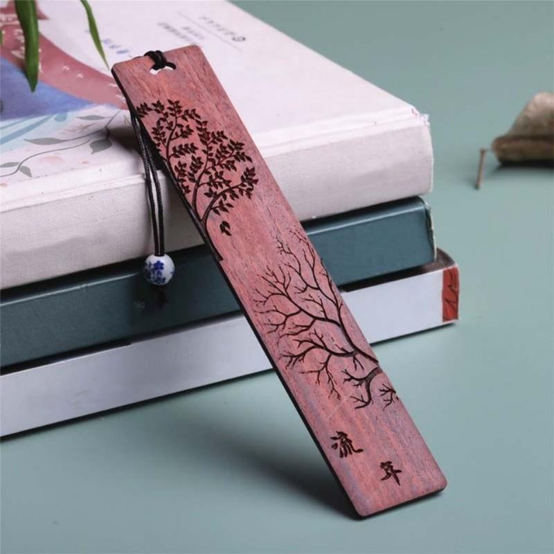 2Pcs Chinese Retro Mahogany Bookmark Creative Carving Nostalgia Book Clip Students Reading Accessories School Stationery Supply
