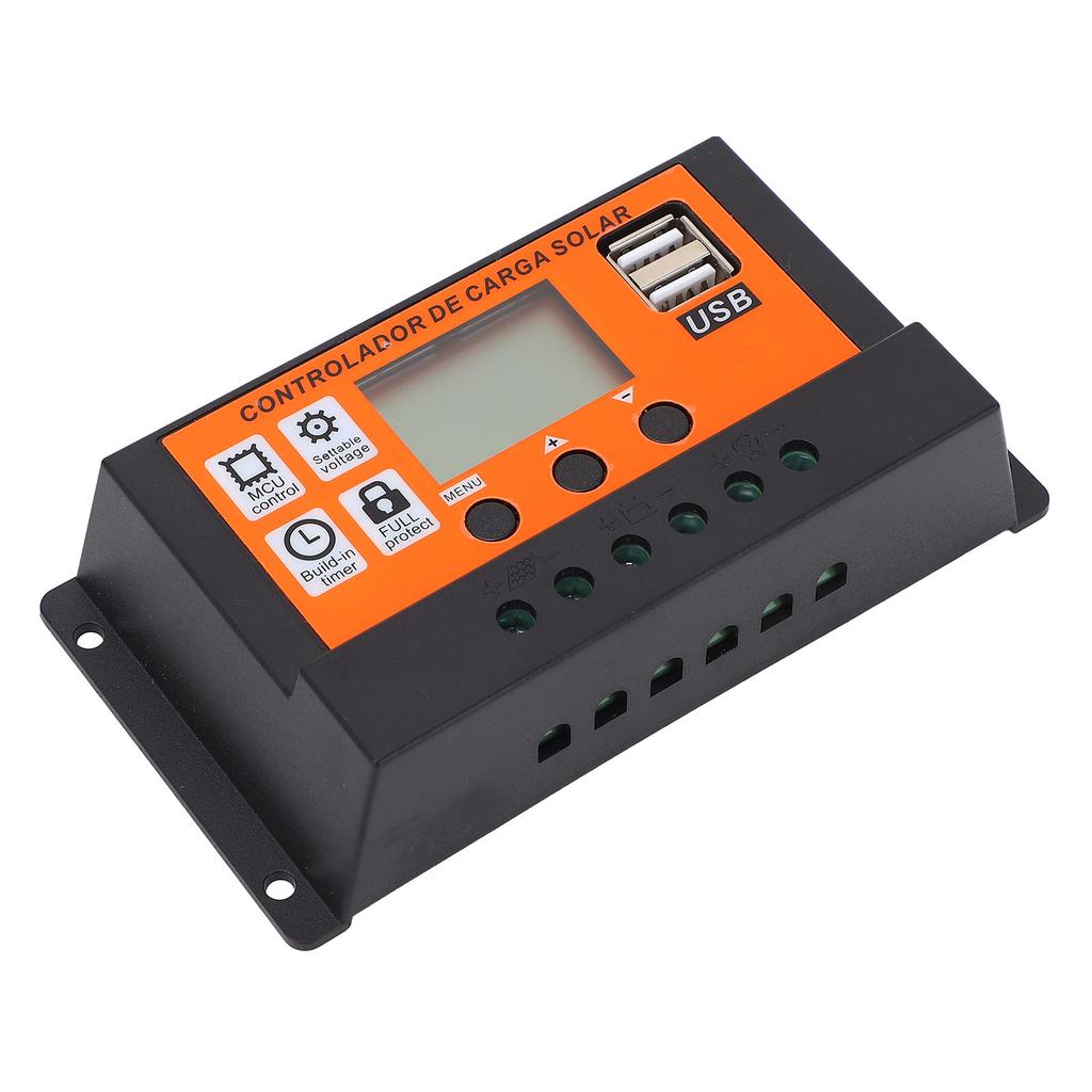Solar Charge Controller Orange PWM Auto Adapting 12V 24V USB 5V 2A Output Solar Panel Controller for Solar Power System