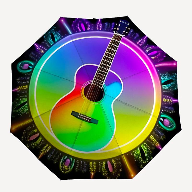 1pc Guitar Rainbow Umbrella Portable Folding Umbrella Durable Iron Frame, Suitable for All Seasons Home Travel Outdoor yy260319061