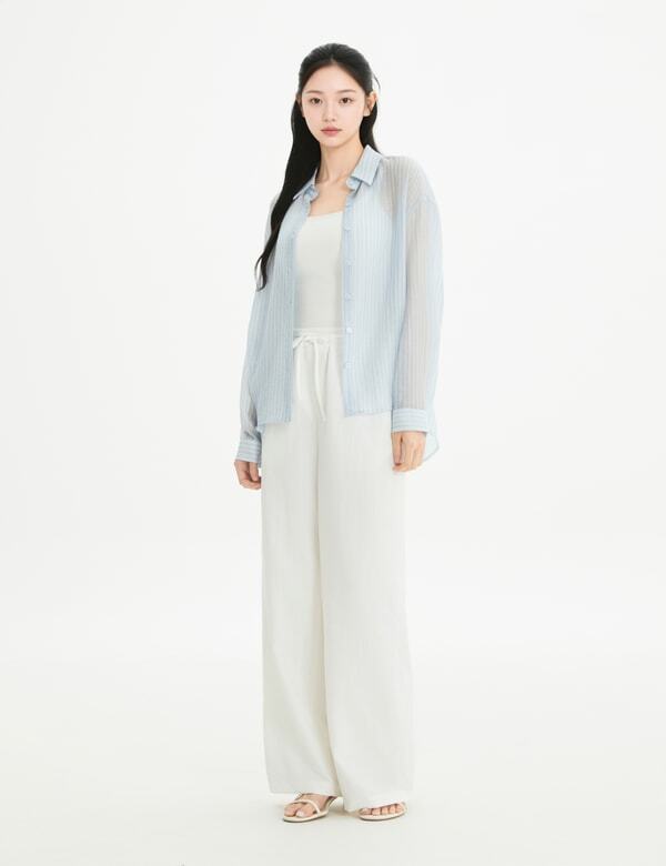 ROEM Re All Day See-Through Stripe Shirt (Rmywg26R12) Rmywg37R17