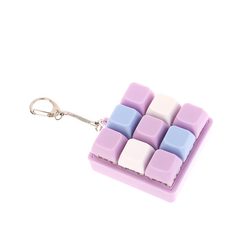 9 Taster Firkantede Tastaturtaster Nøkkelring Fidget Leke Fest Stresslindring DIY Tastaturtaster Leke Tastaturhetter Fingerknapp Fidget