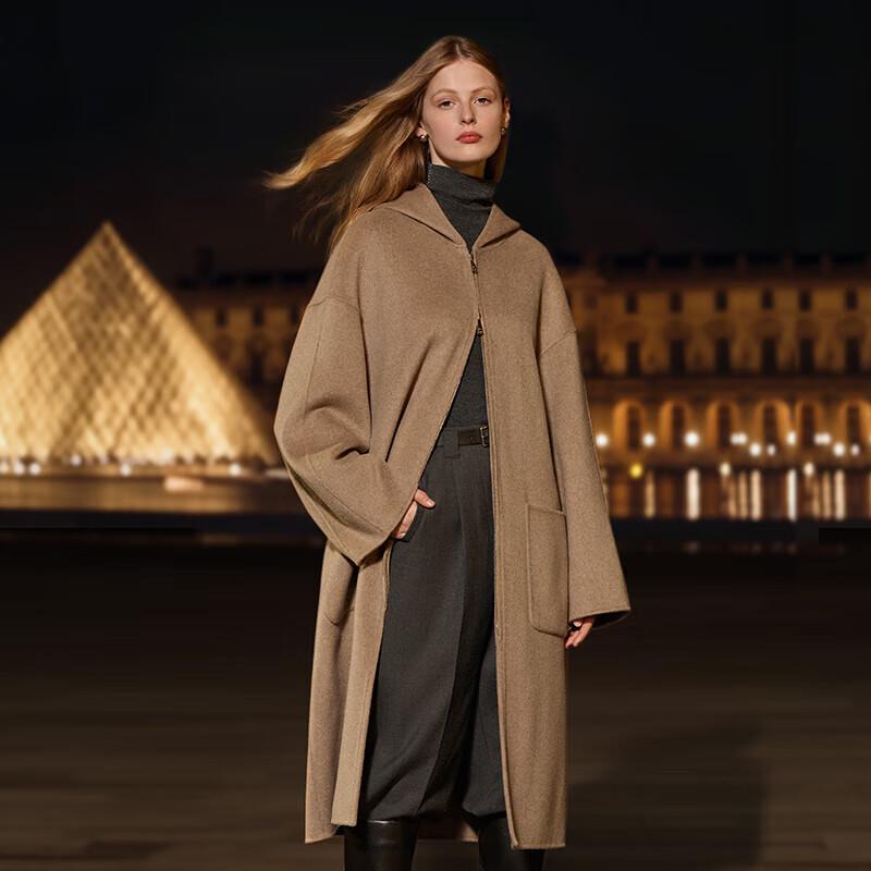 GOELIA Unisex Hooded Double-Faced Cashmere Wool Coat