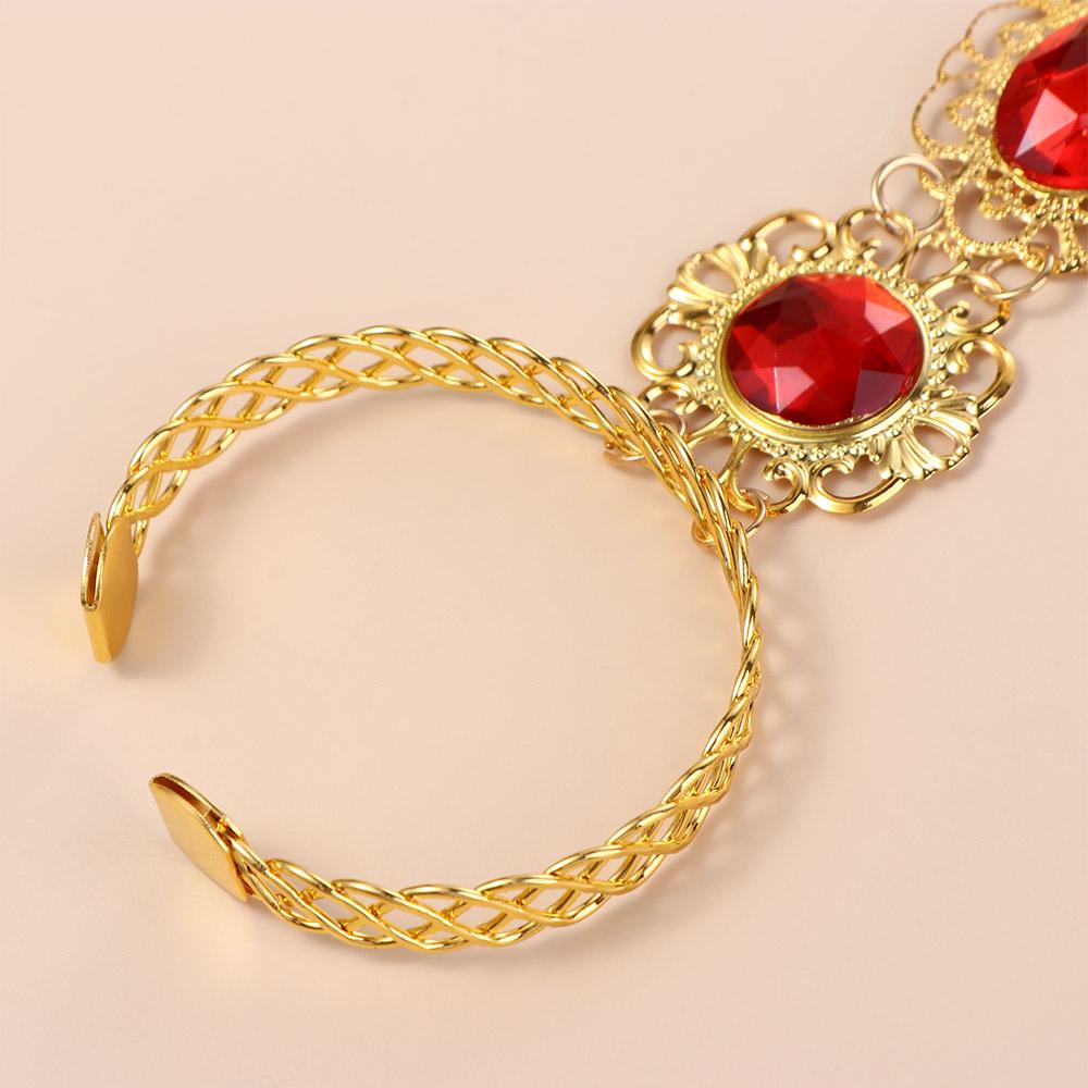 Tip Protection Hollow Red Gem Knuckle Rings Nail Rings Belly Dance Bracelet Golden Finger Bracelet