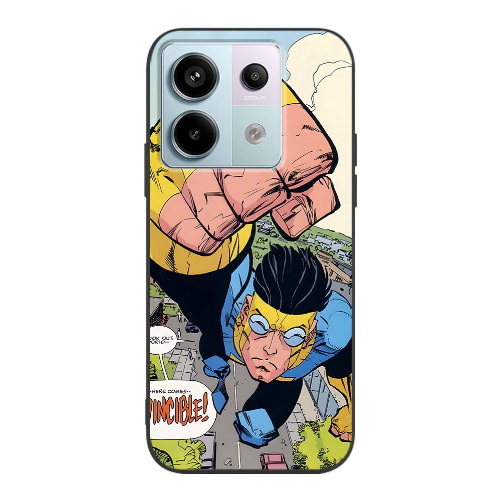 Cartoon Invincible Case for Xiaomi Redmi 10 10C 9C 9A 9i 9 Prime 9T 12 12C 10A K40 Pro Black Soft TPU Mobile Phone Bag Cover