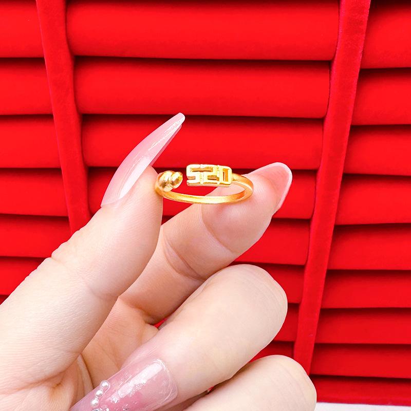 Exquisite Sand Gold Open Ring for Women: High-End Niche Design, Light Luxury Style, Long-Lasting Color, Imitation Gold.