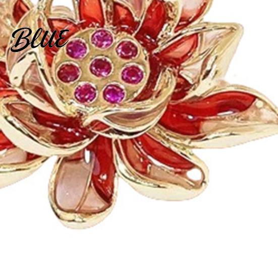 Meaningful Gift Accessory Chinese Style Enamel Brooch Sparkling Rhinestones Flower