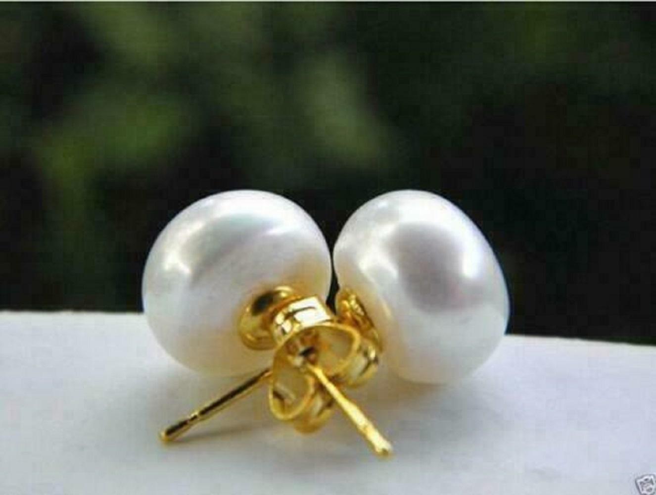 14k Gold Best Selling Item AAA 7-8mm 8-9mm 9-10mm 10-11mm 11-12mm 12-13mm 13-14mm Akoya White Pearl Earrings