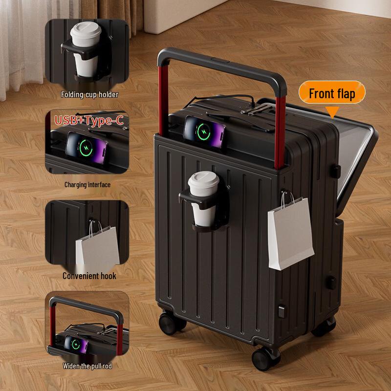 Lishen Wide-Handle Front-Opening Hardshell Suitcase